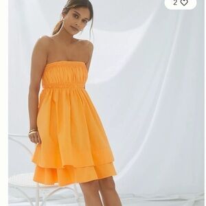 MAEVE x ANTHROPOLOGIE Galena Tiered Orange Mini Dress Size XS